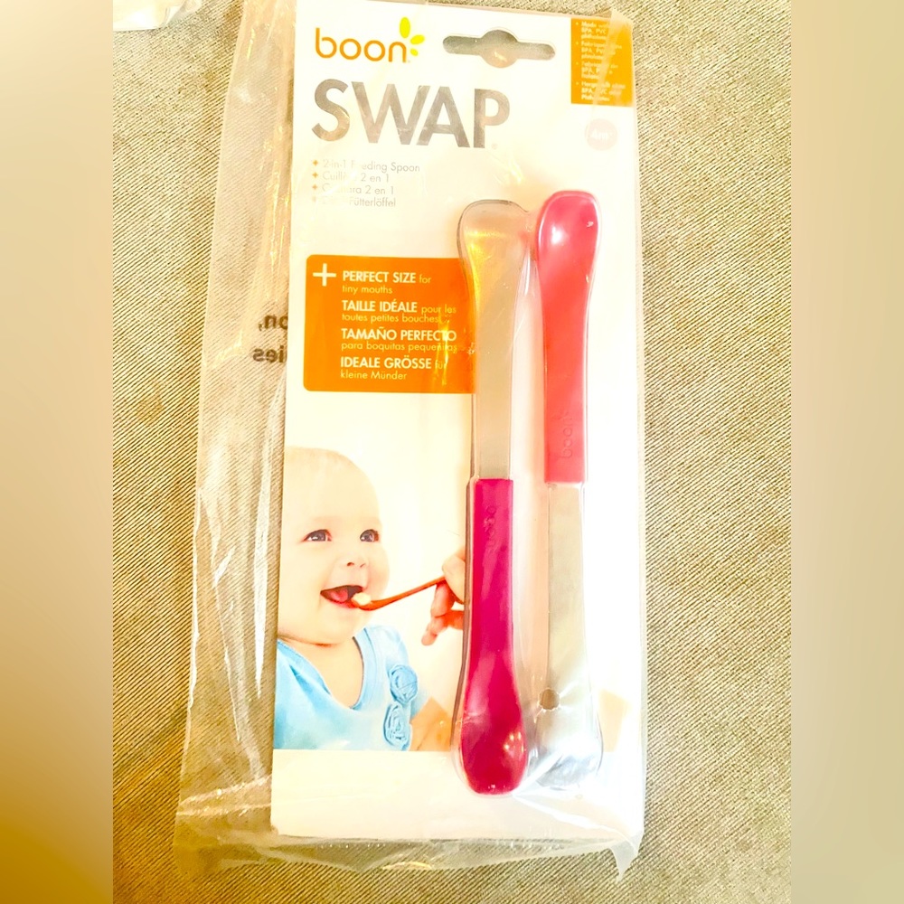 New Boon SWAP 2-IN-1 Feeding Spoon Orange / Red 4M & up